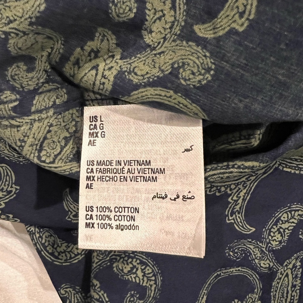 Alfani Men's Navy Paisley Shirt size L - Picture 7 of 8